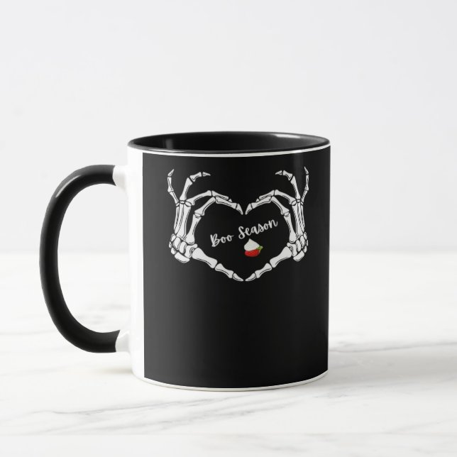 Skeleton Hand Heart Boo Season Classic Mugg (Vänster)