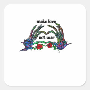Skeleton Hand Heart Design Fyrkantigt Klistermärke
