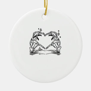 Skeleton Hand Heart Funny design Julgransprydnad Keramik
