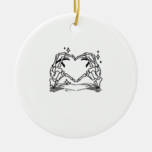 Skeleton Hand Heart Funny design Julgransprydnad Keramik (Framsidan)