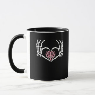 Skeleton Hand Heart Funny Halloween Women Manar Mugg