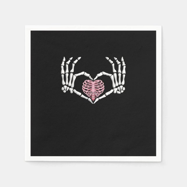 Skeleton Hand Heart Funny Halloween Women Manar Pappersservett (Framsidan)
