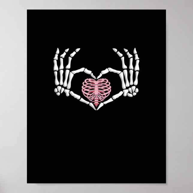 Skeleton Hand Heart Funny Halloween Women Manar Poster (Framsidan)