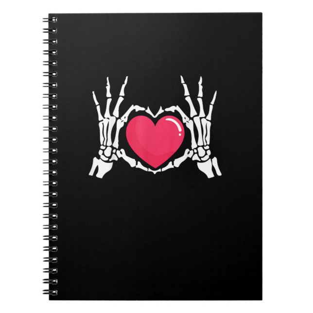 Skeleton Hand Heart Halloween Anteckningsbok (Framsidan)