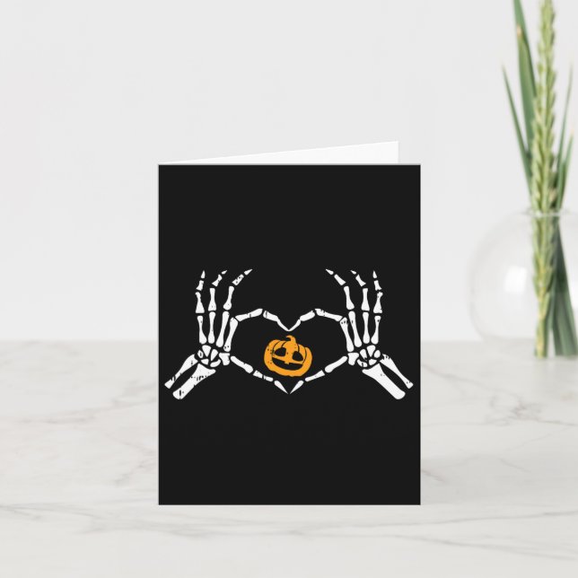 Skeleton Hand Heart Halloween Costume Bones Pumpki Kort (Framsida)