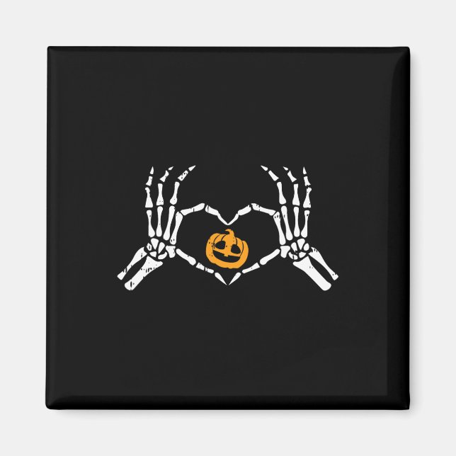 Skeleton Hand Heart Halloween Costume Bones Pumpki Magnet (Framsidan)