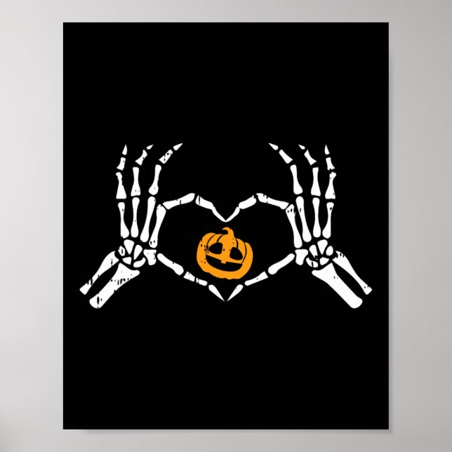 Skeleton Hand Heart Halloween Costume Bones Pumpki Poster (Framsidan)