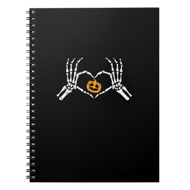 Skeleton Hand Heart Halloween Costume Pumpkin Anteckningsbok (Framsidan)