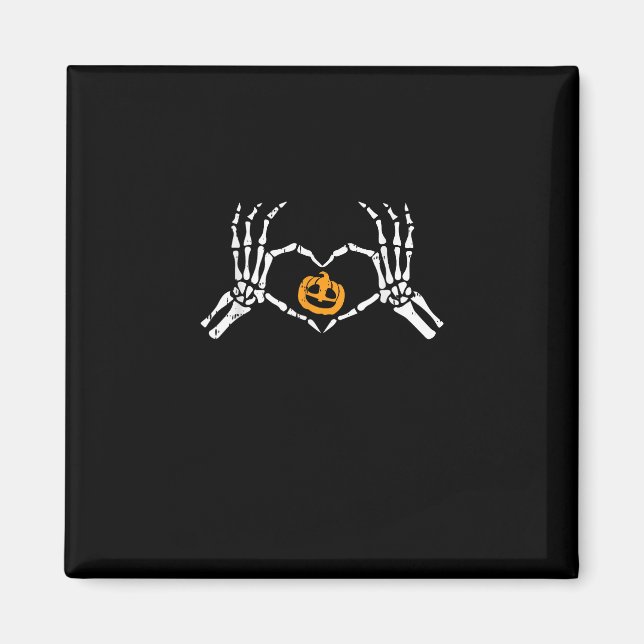 Skeleton Hand Heart Halloween Costume Pumpkin Magnet (Framsidan)