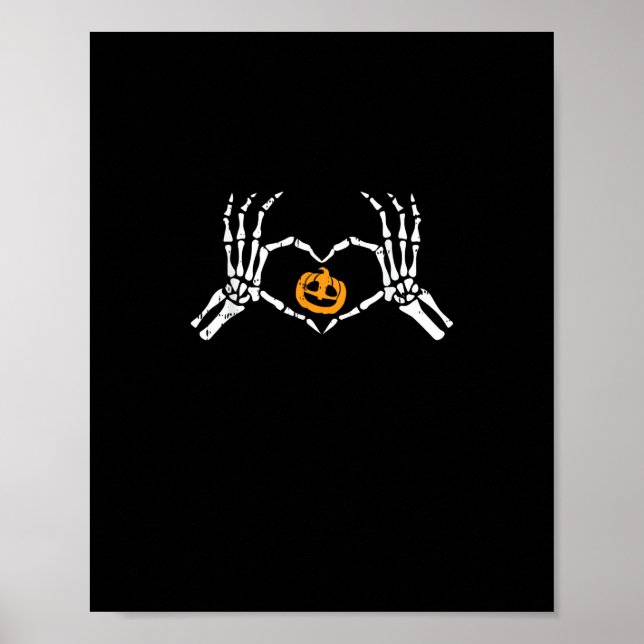 Skeleton Hand Heart Halloween Costume Pumpkin Poster (Framsidan)