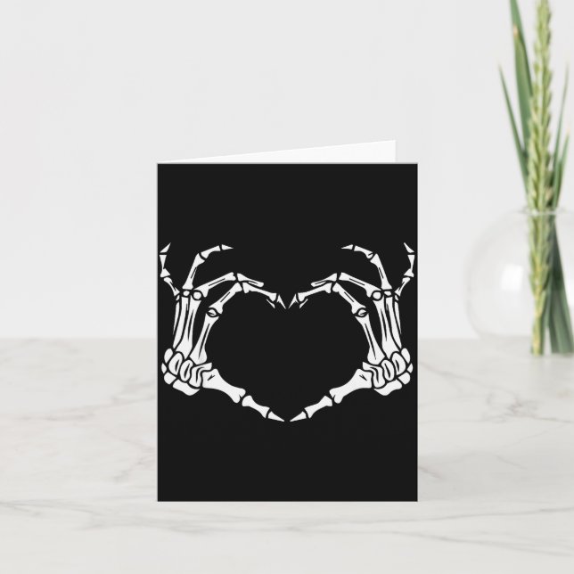 Skeleton Hand Heart Halloween Funny Bones Love  Kort (Framsida)