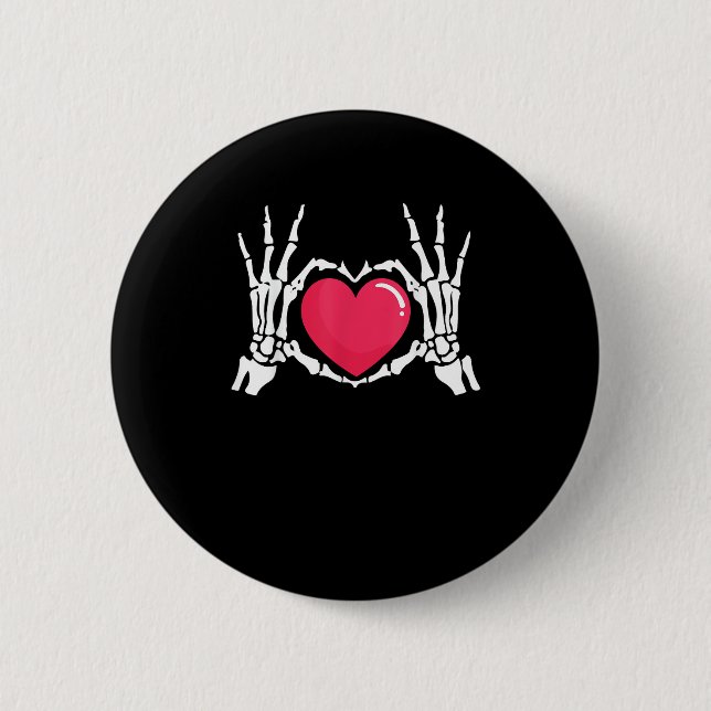Skeleton Hand Heart Halloween Knapp (Framsida)