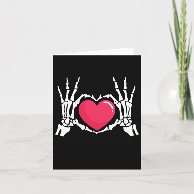Skeleton Hand Heart Halloween Kort (Framsida)