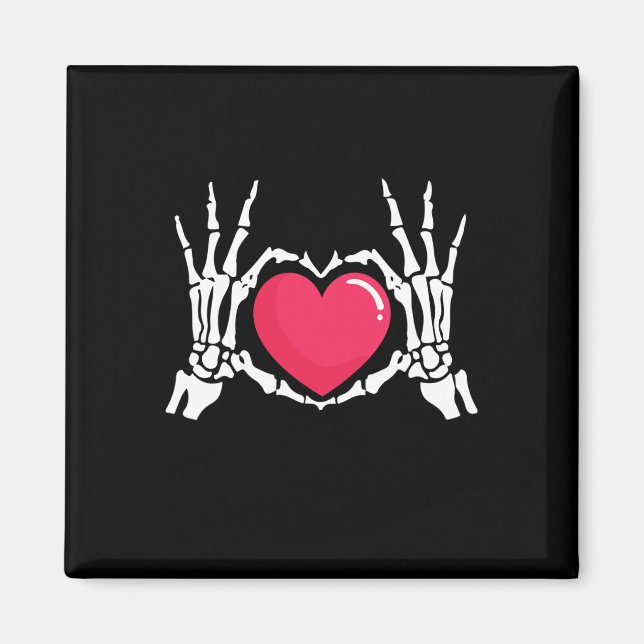 Skeleton Hand Heart Halloween Magnet (Framsidan)