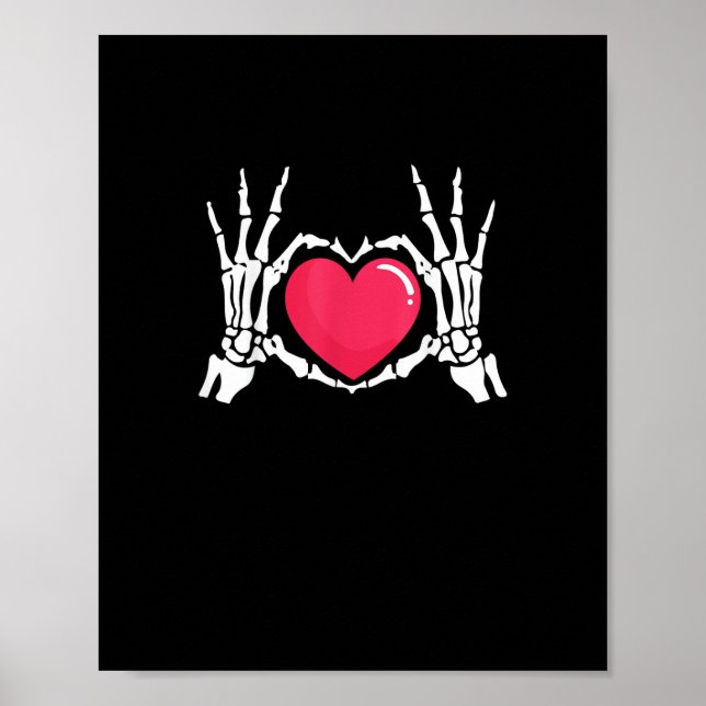 Skeleton Hand Heart Halloween Poster (Framsidan)