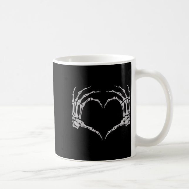 Skeleton Hand Heart Halloween Valentines Matching  Kaffemugg (Höger)