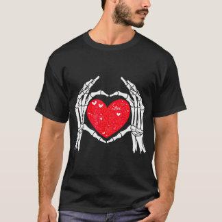Skeleton Hand Heart Kärlek Valentines day Manar Kv T Shirt