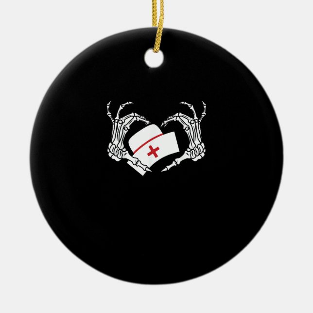 Skeleton Hand Heart Lazy Diy Halloween Costume Nur Julgransprydnad Keramik (Framsidan)