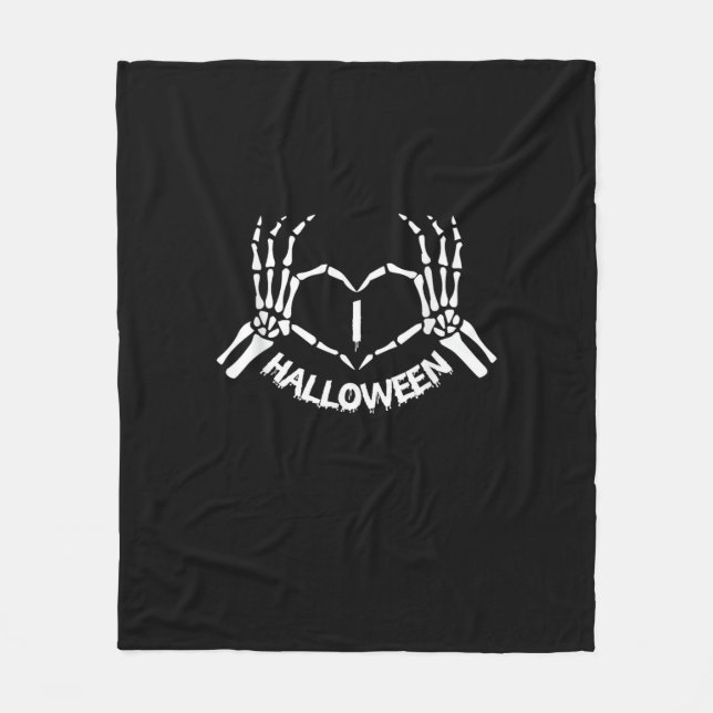 Skeleton Hand Heart Lazy Halloween Costume Funny Fleecefilt (Framsidan)