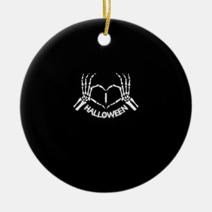 Skeleton Hand Heart Lazy Halloween Costume Funny Julgransprydnad Keramik