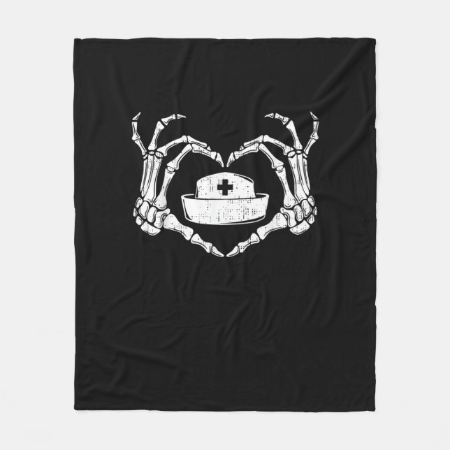 Skeleton Hand Heart Lazy Halloween Costume Funny N Fleecefilt (Framsidan)