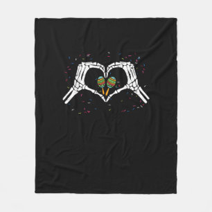 Skeleton Hand Heart Maracas Cinco De Mayo Mexican Fleecefilt