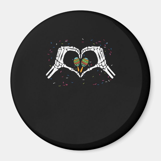 Skeleton Hand Heart Maracas Cinco De Mayo Mexican Magnet (Framsidan)