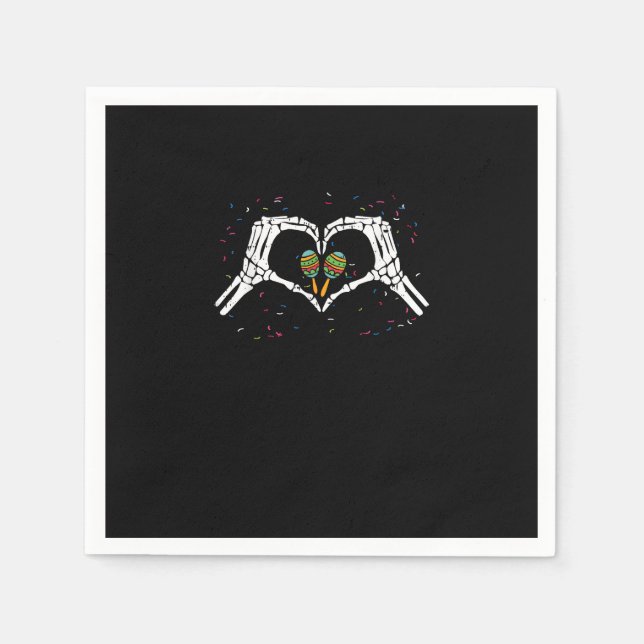 Skeleton Hand Heart Maracas Cinco De Mayo Mexican Pappersservett (Framsidan)