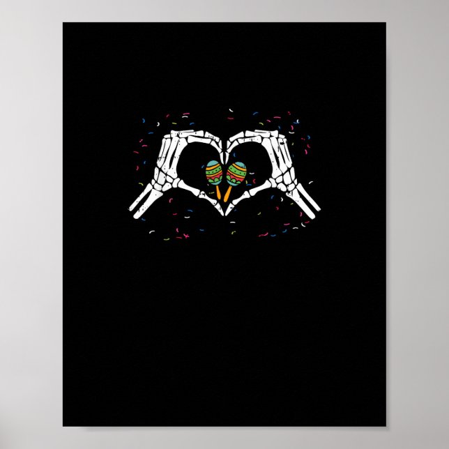 Skeleton Hand Heart Maracas Cinco De Mayo Mexican Poster (Framsidan)