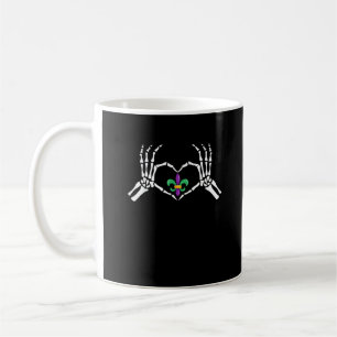 Skeleton Hand Heart Mardi Gras Kaffemugg