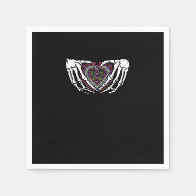 Skeleton Hand Heart Muertos Mexikanska dagen mot d Pappersservett (Framsidan)