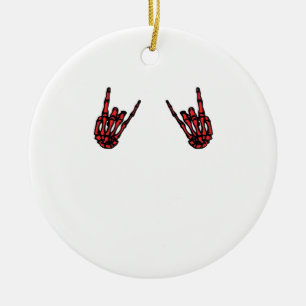 Skeleton Hand Heart Roll & Red Classic Julgransprydnad Keramik