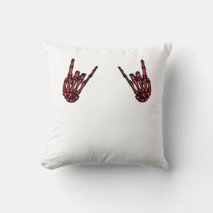 Skeleton Hand Heart Roll & Red Classic Kudde