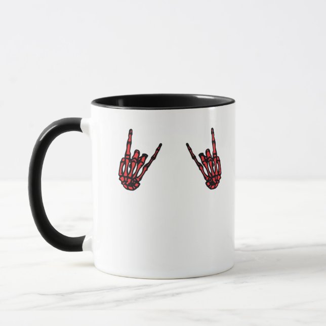 Skeleton Hand Heart Roll & Red Classic Mugg (Vänster)