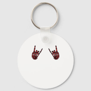Skeleton Hand Heart Roll & Red Classic Nyckelring