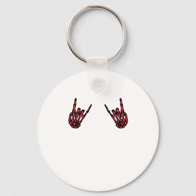 Skeleton Hand Heart Roll & Red Classic Nyckelring (Framsida)