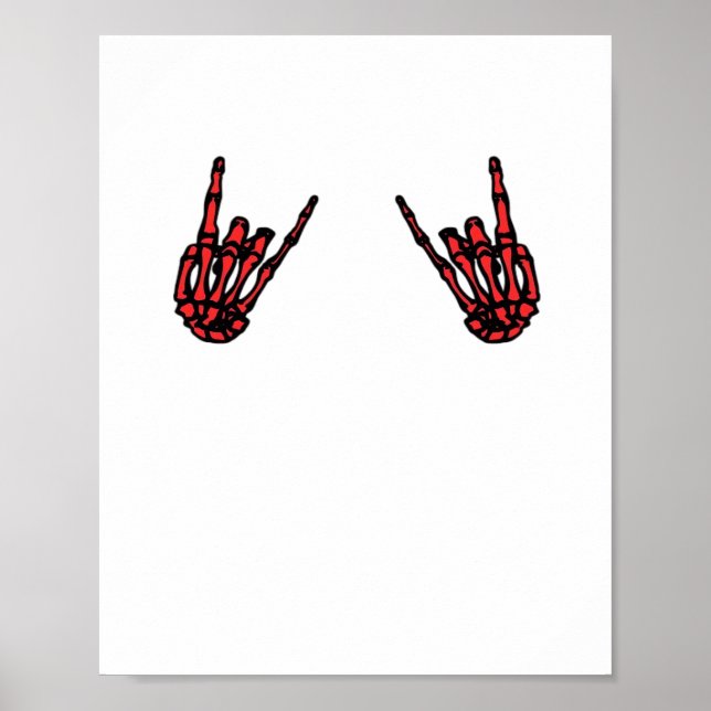 Skeleton Hand Heart Roll & Red Classic Poster (Framsidan)