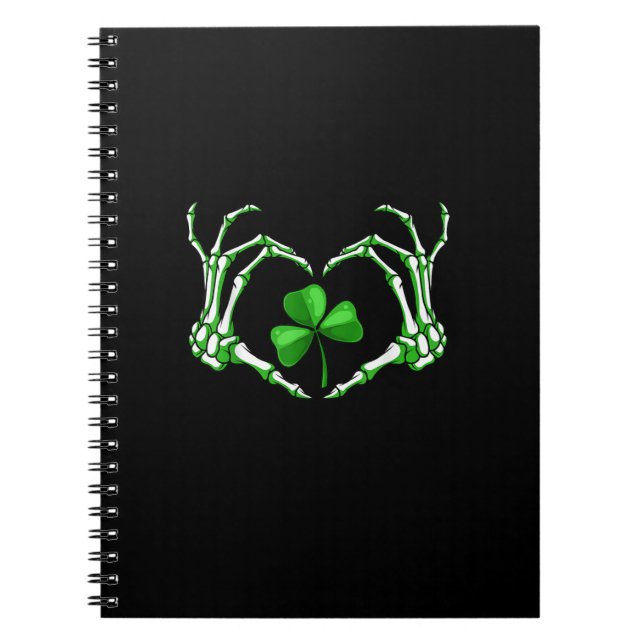 Skeleton Hand Heart Shamrock St patricks day Paddy Anteckningsbok (Framsidan)