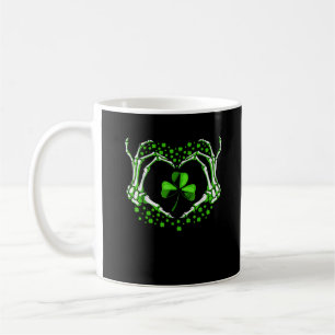 Skeleton Hand Heart Shamrock St patricks day Paddy Kaffemugg