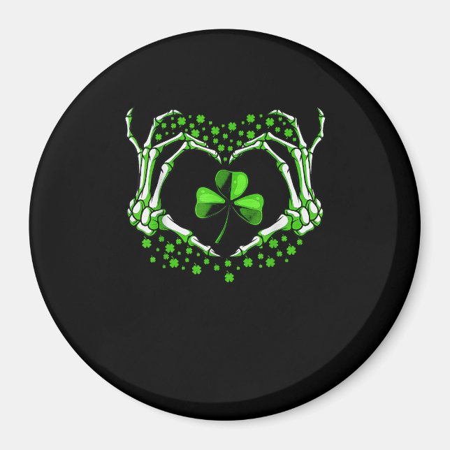 Skeleton Hand Heart Shamrock St patricks day Paddy Magnet (Framsidan)