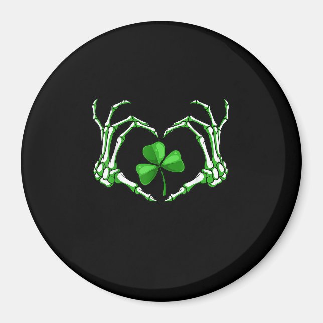 Skeleton Hand Heart Shamrock St patricks day Paddy Magnet (Framsidan)