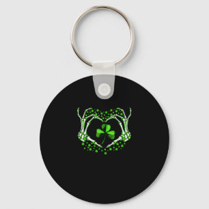 Skeleton Hand Heart Shamrock St patricks day Paddy Nyckelring