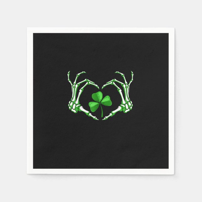 Skeleton Hand Heart Shamrock St patricks day Paddy Pappersservett (Framsidan)