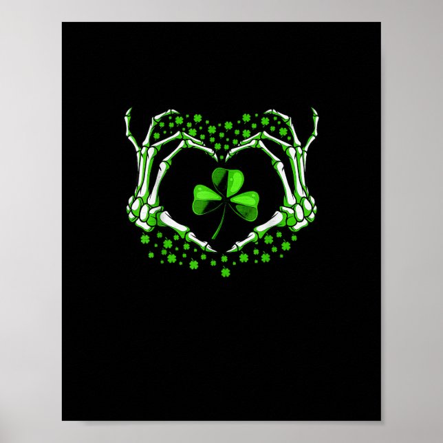 Skeleton Hand Heart Shamrock St patricks day Paddy Poster (Framsidan)