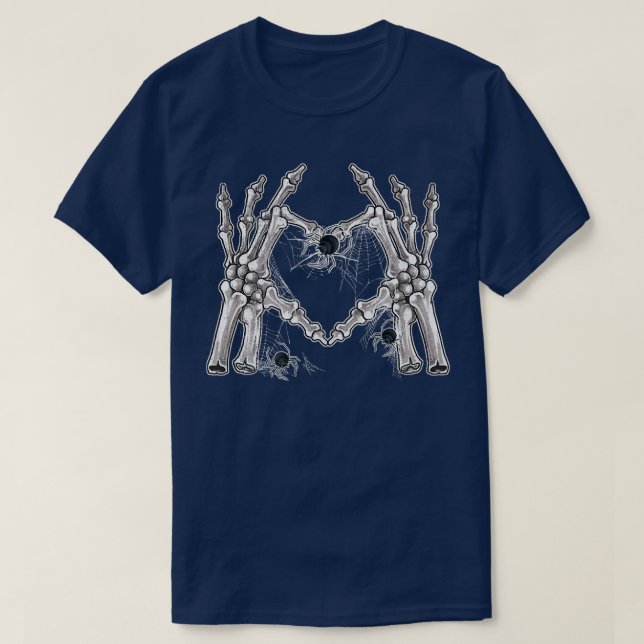 Skeleton Hand Heart Sign Bones Costume Funny Hallo T Shirt (Design framsida)