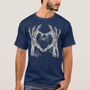 Skeleton Hand Heart Sign Bones Costume Funny Hallo T Shirt