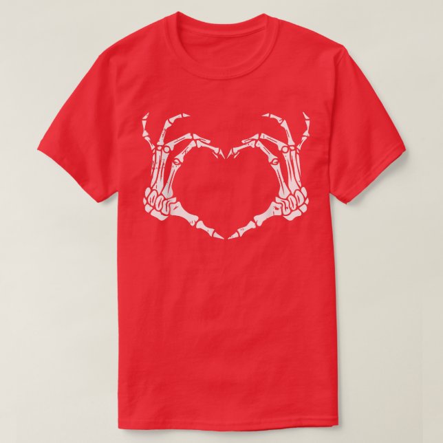 Skeleton Hand Heart Sign Bones Costume Funny Hallo T Shirt (Design framsida)