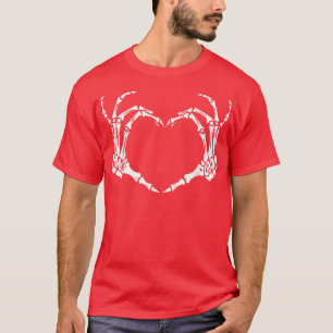Skeleton Hand Heart Sign Bones Costume Funny Hallo T Shirt
