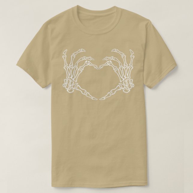 Skeleton Hand Heart Sign Bones Costume Funny Hallo T Shirt (Design framsida)