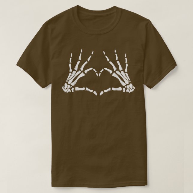 Skeleton Hand Heart Sign Bones Costume Funny Hallo T Shirt (Design framsida)